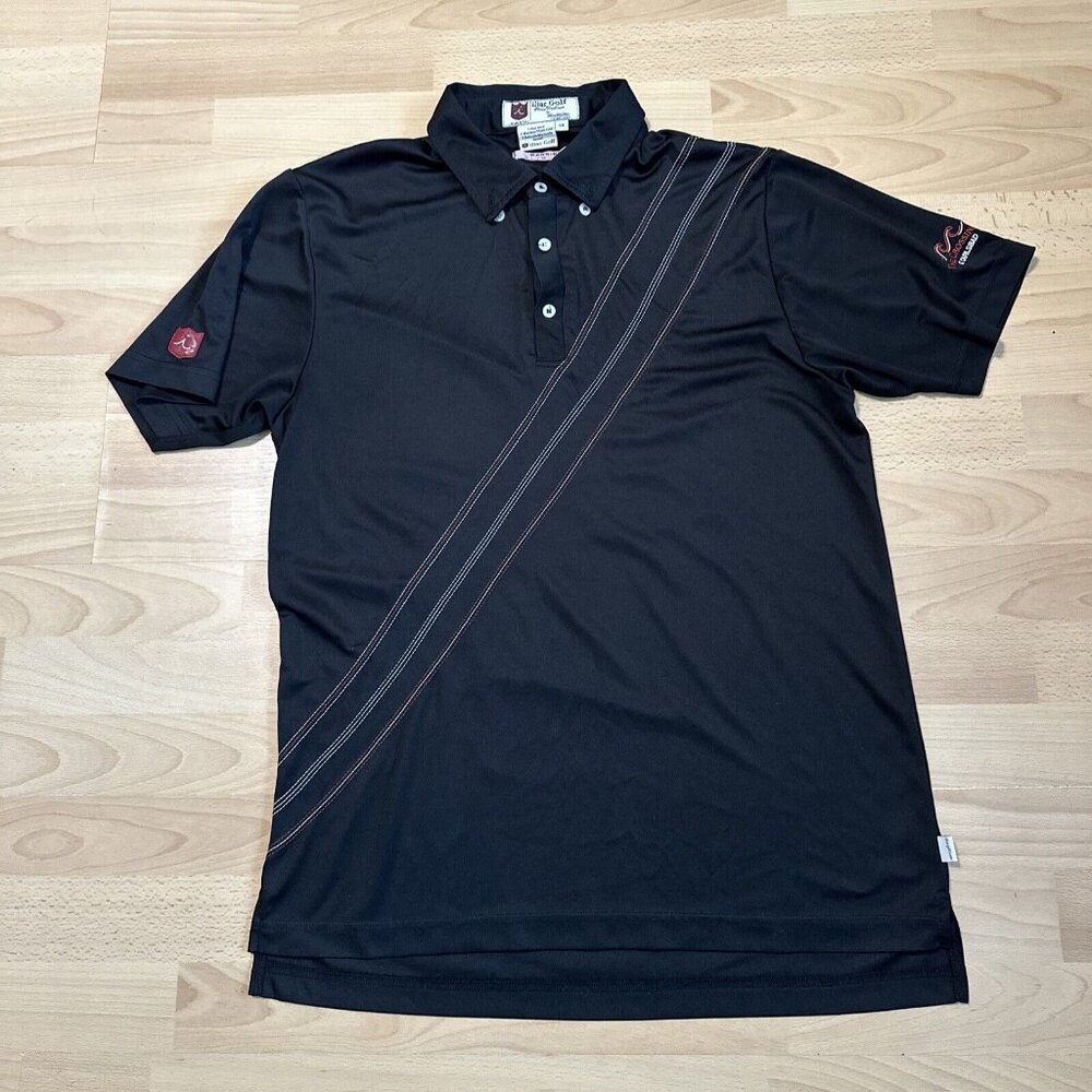 iliac Polo Shirt Mens Black Stripes L Stretch Casual Golf Outdoors Made In USA